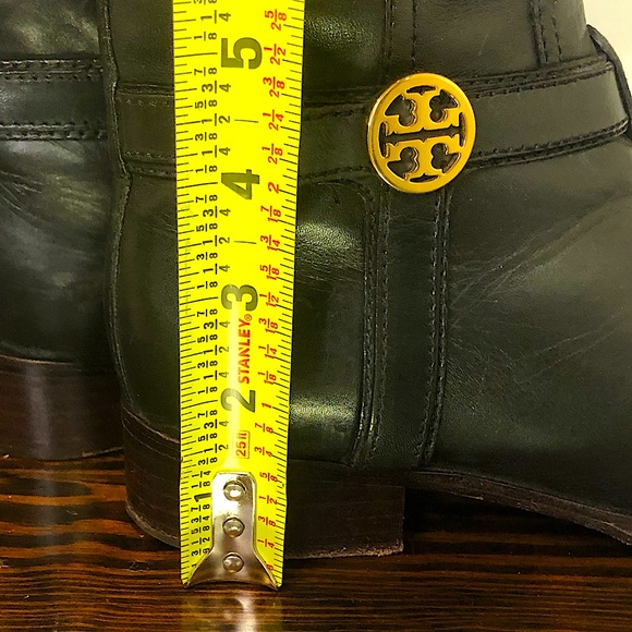 TORY BURCH Black Leather Moto Riding Boots Sz 7-1/2 - Picture 16 of 17